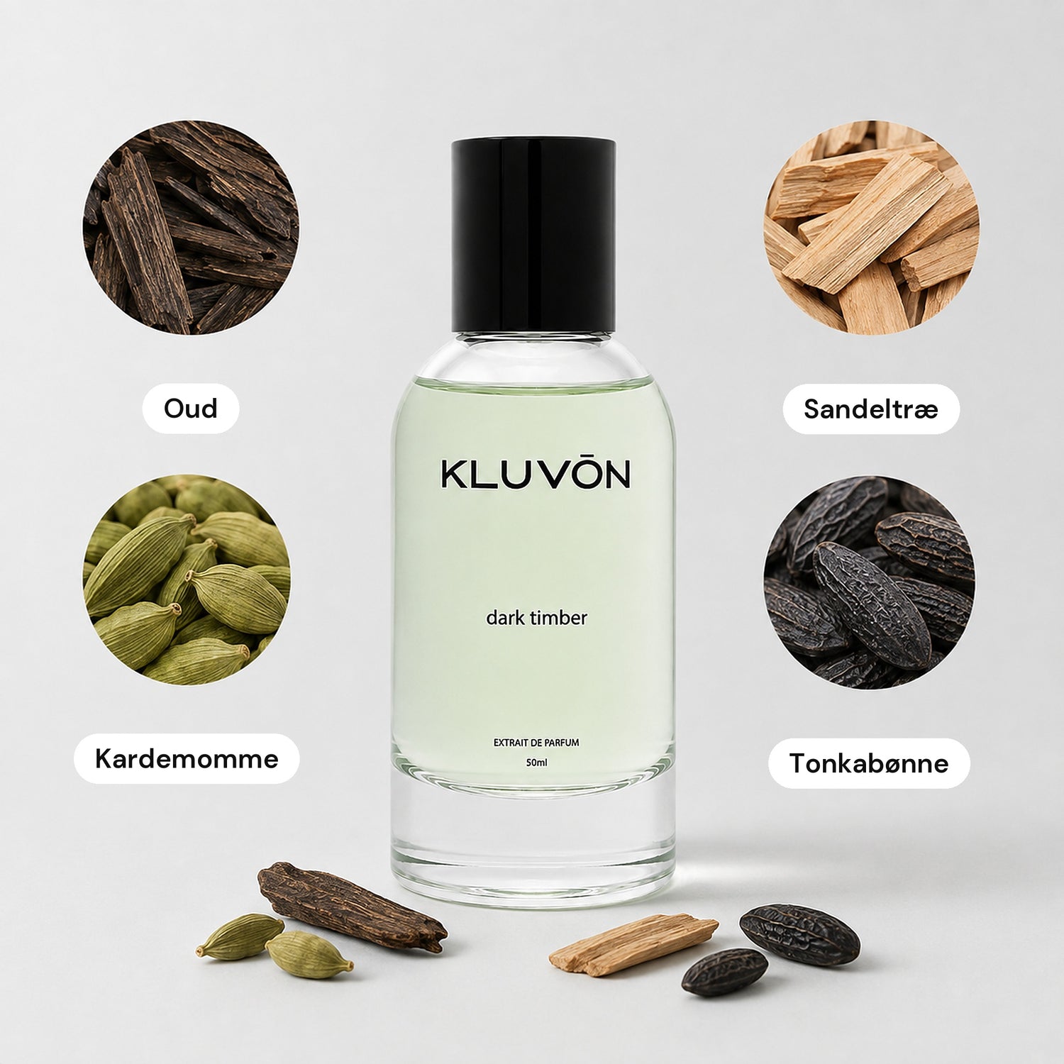kluvon dark timber duftnoter oud kardemomme sandeltrae tonkaboenne
