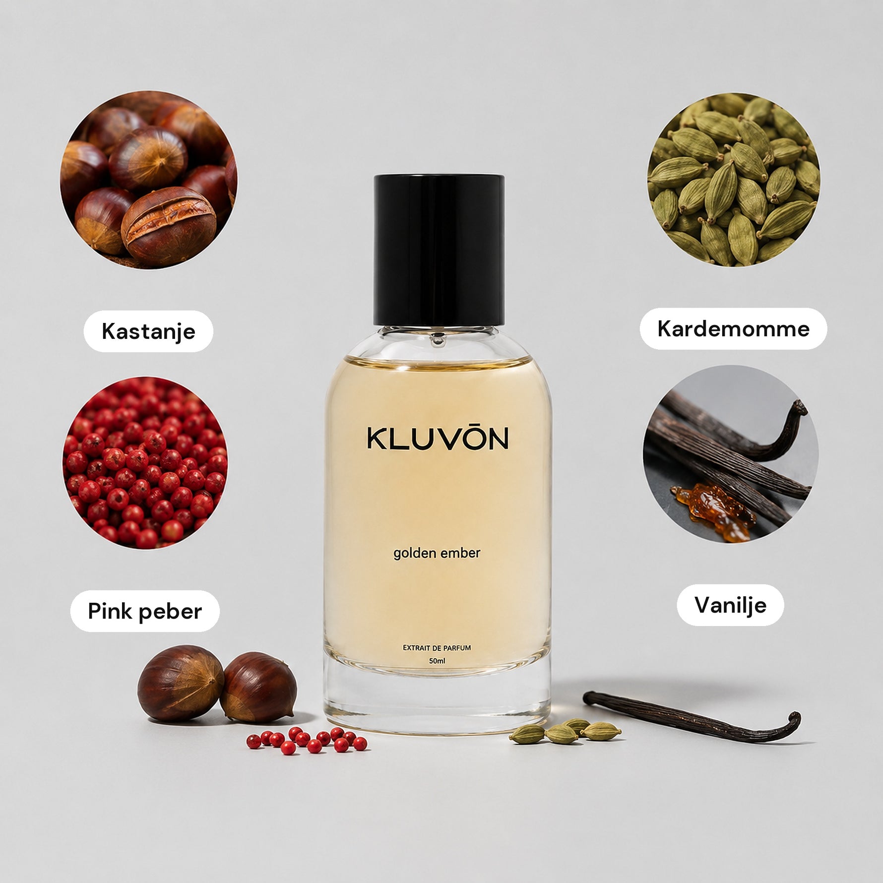 kluvon golden ember duftnoter kastanje pink peber kardemomme vanilje